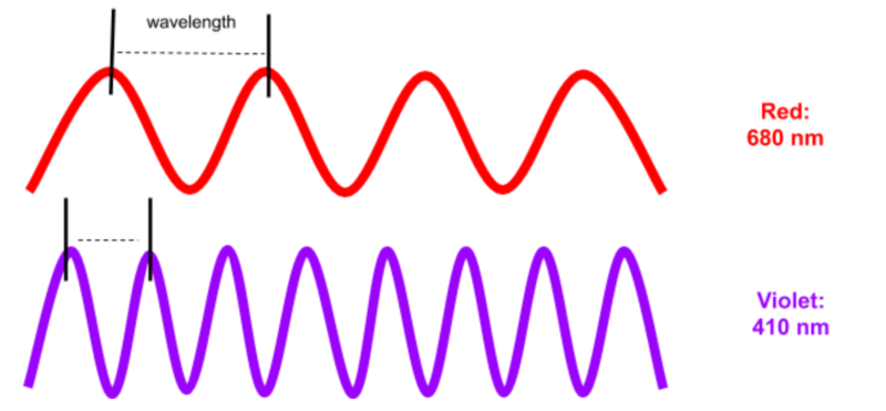 Example of red and violet waveforms